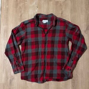 Men’s Columbia Red and Gray Plaid Button-Up